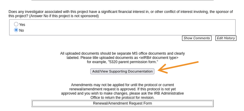 Add supplemental documents using  corresponding button