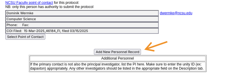 Add PI using the corresponding button